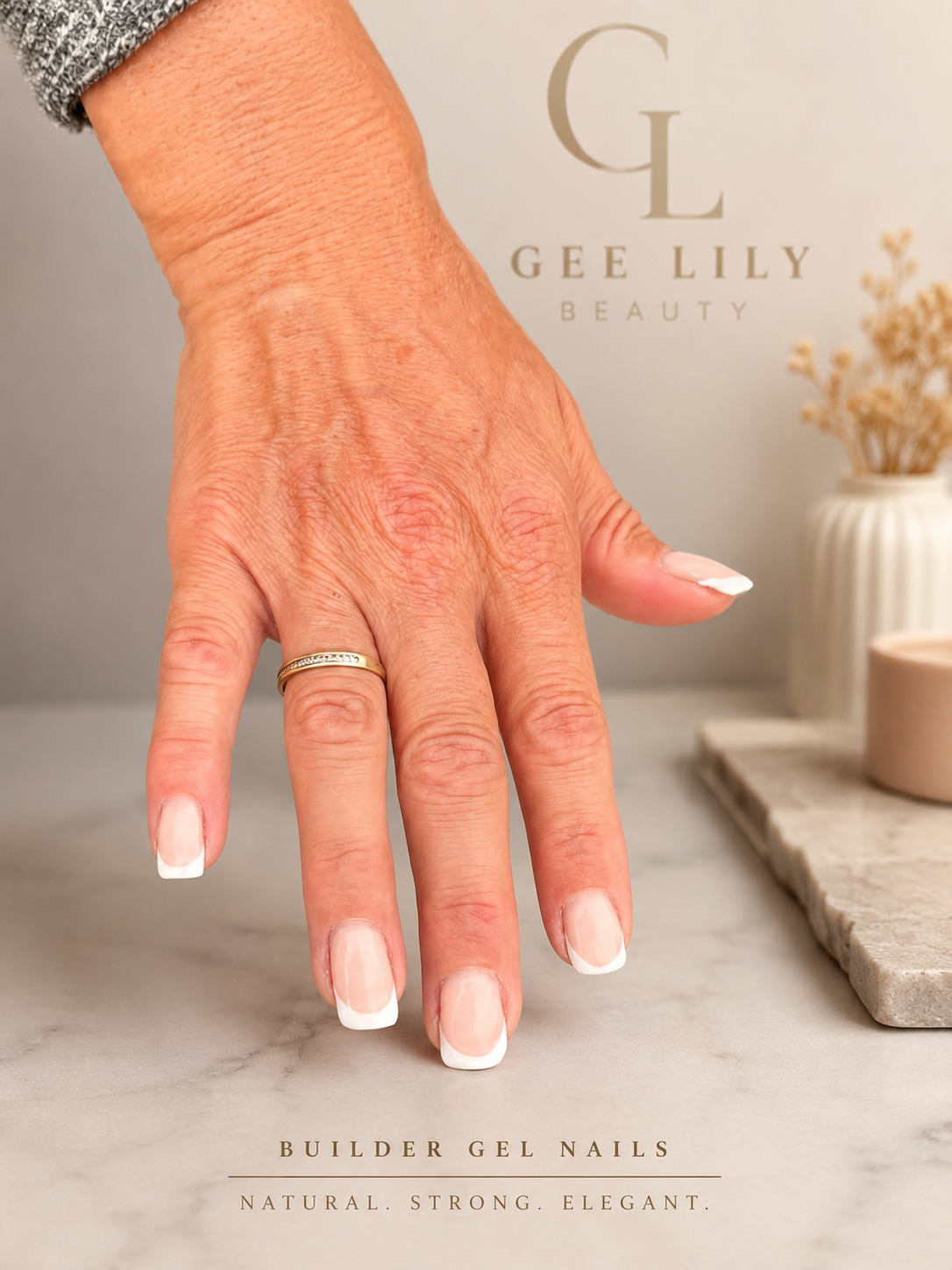 Natural French builder gel nails by Gee Lily Beauty
